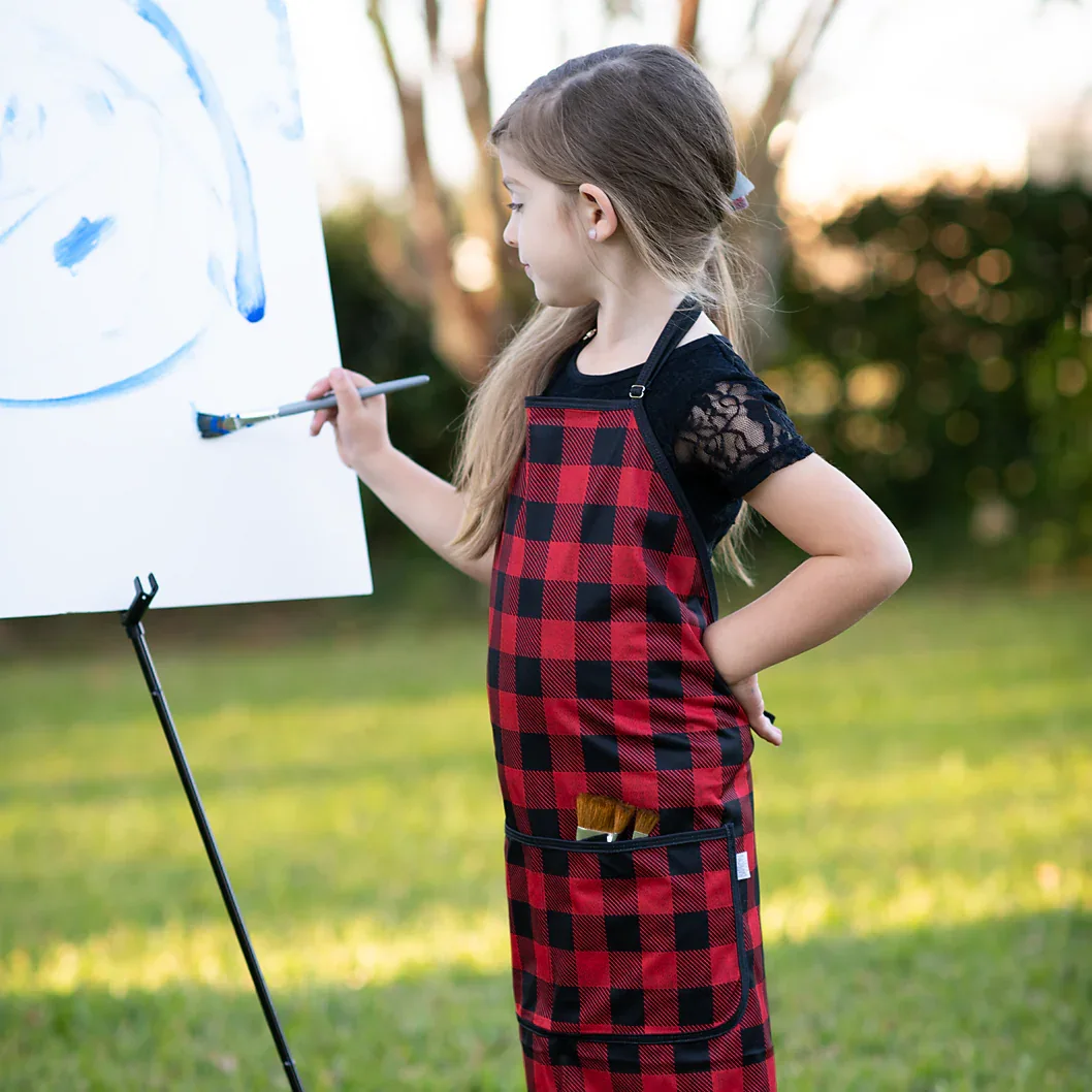 Red Buffalo Plaid Apron - fits sizes youth small through adult 2XL SALE - Image 6