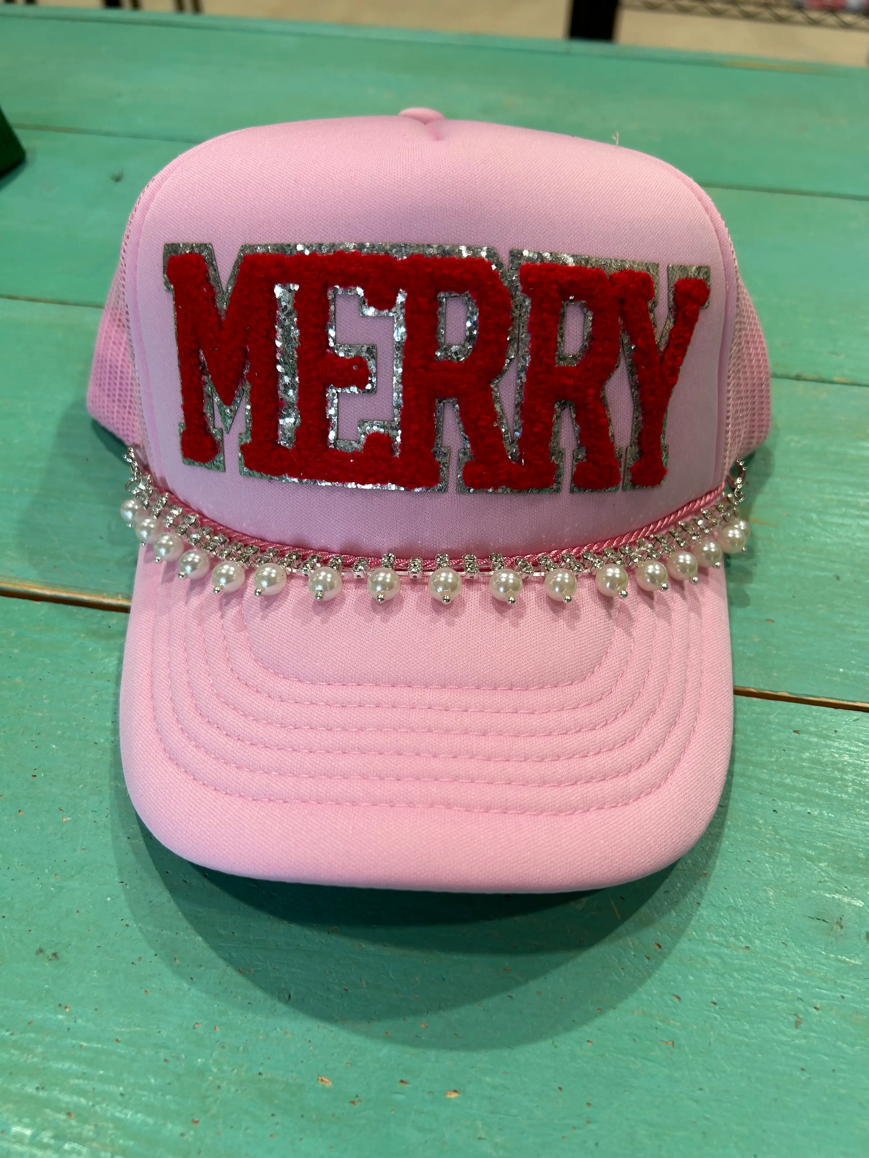 Red Chenille Merry Trucker - Image 2