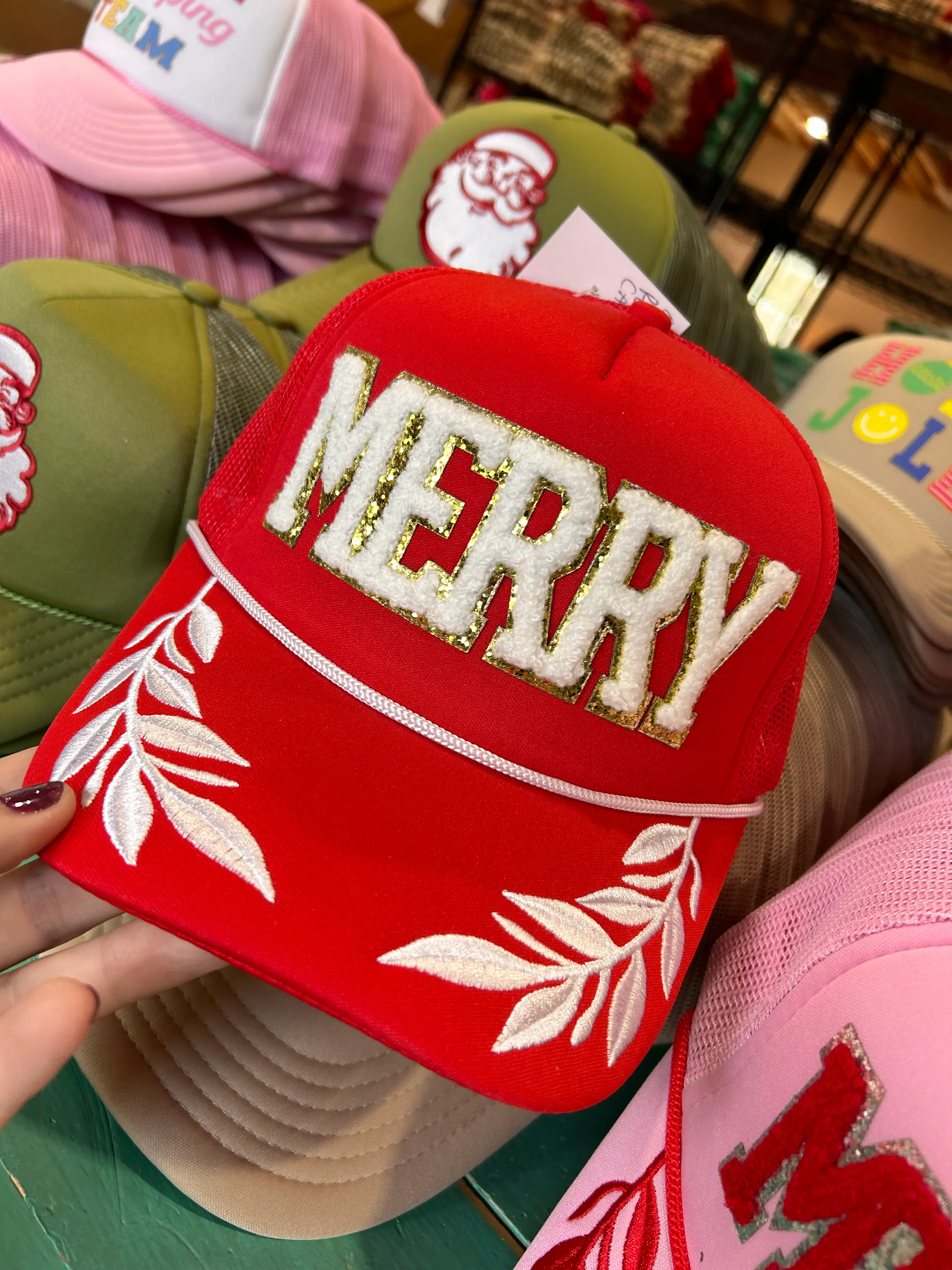 Red Chenille Merry Trucker - Image 5