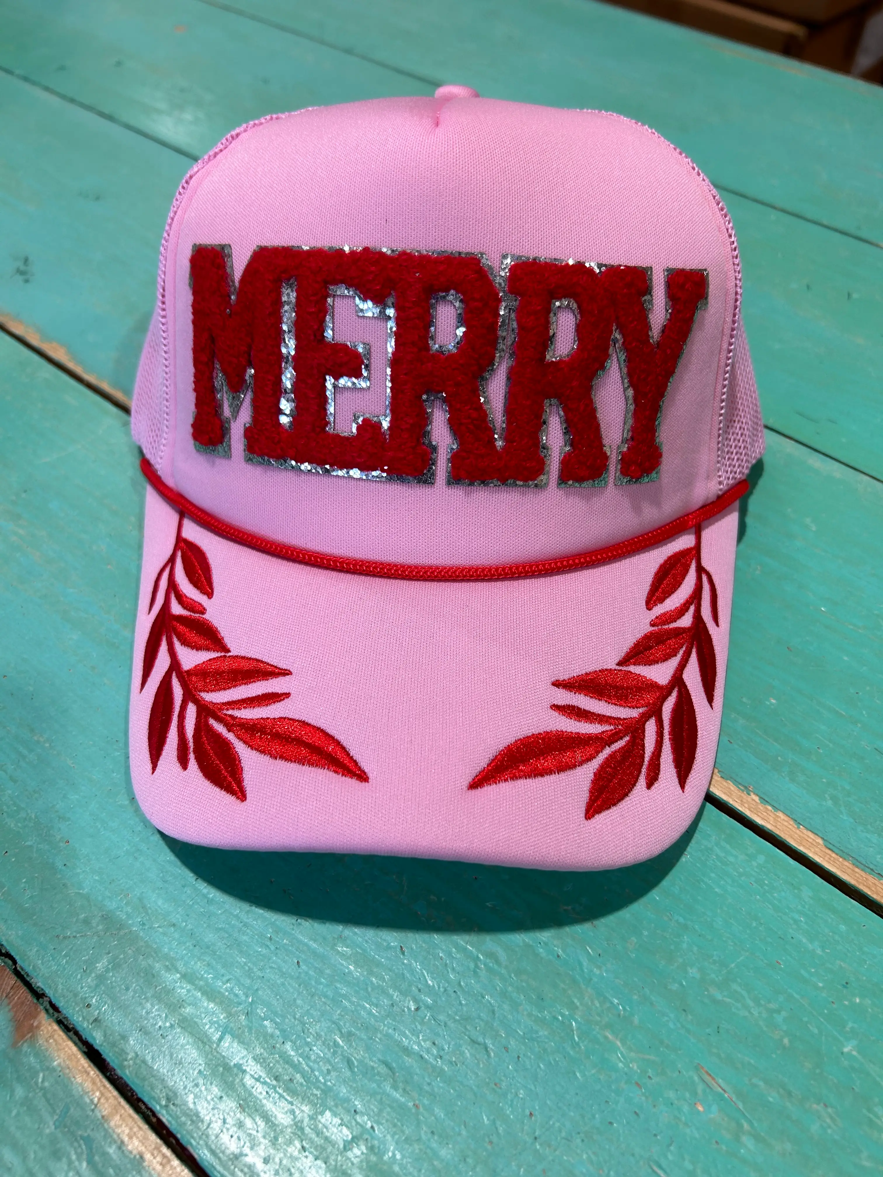 Red Chenille Merry Trucker - Image 6