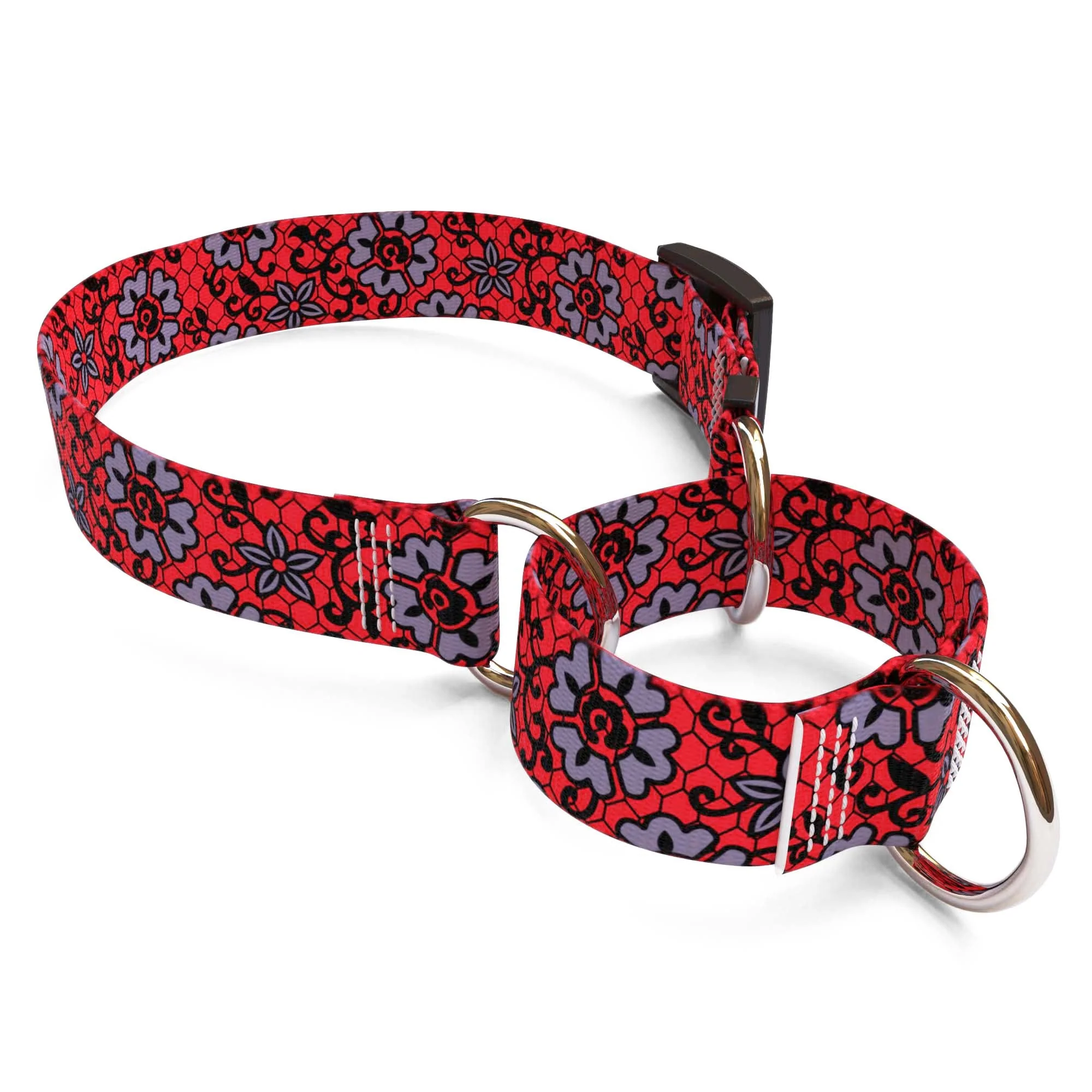 Red Lace Flowers Dog Collar - Image 3