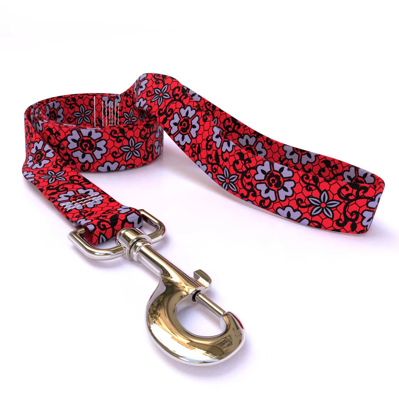 Red Lace Flowers Dog Leash - Image 2