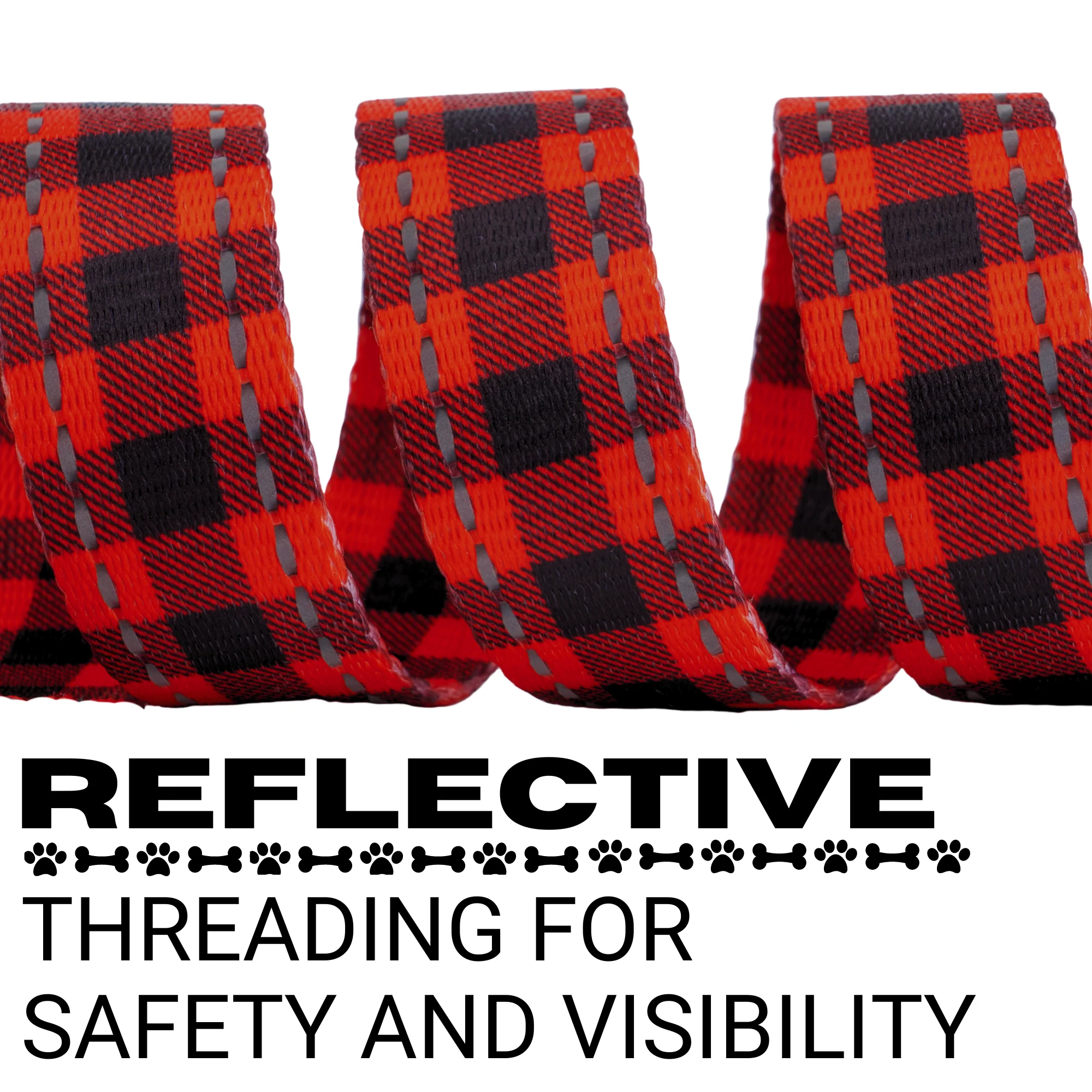 Red Plaid Dog Leash by EcoBark - Buffalo Check Padded Comfort Grip Leash for Dogs - 4ft, 5ft, and 6ft Leash for Small and Medium Dogs - Image 5