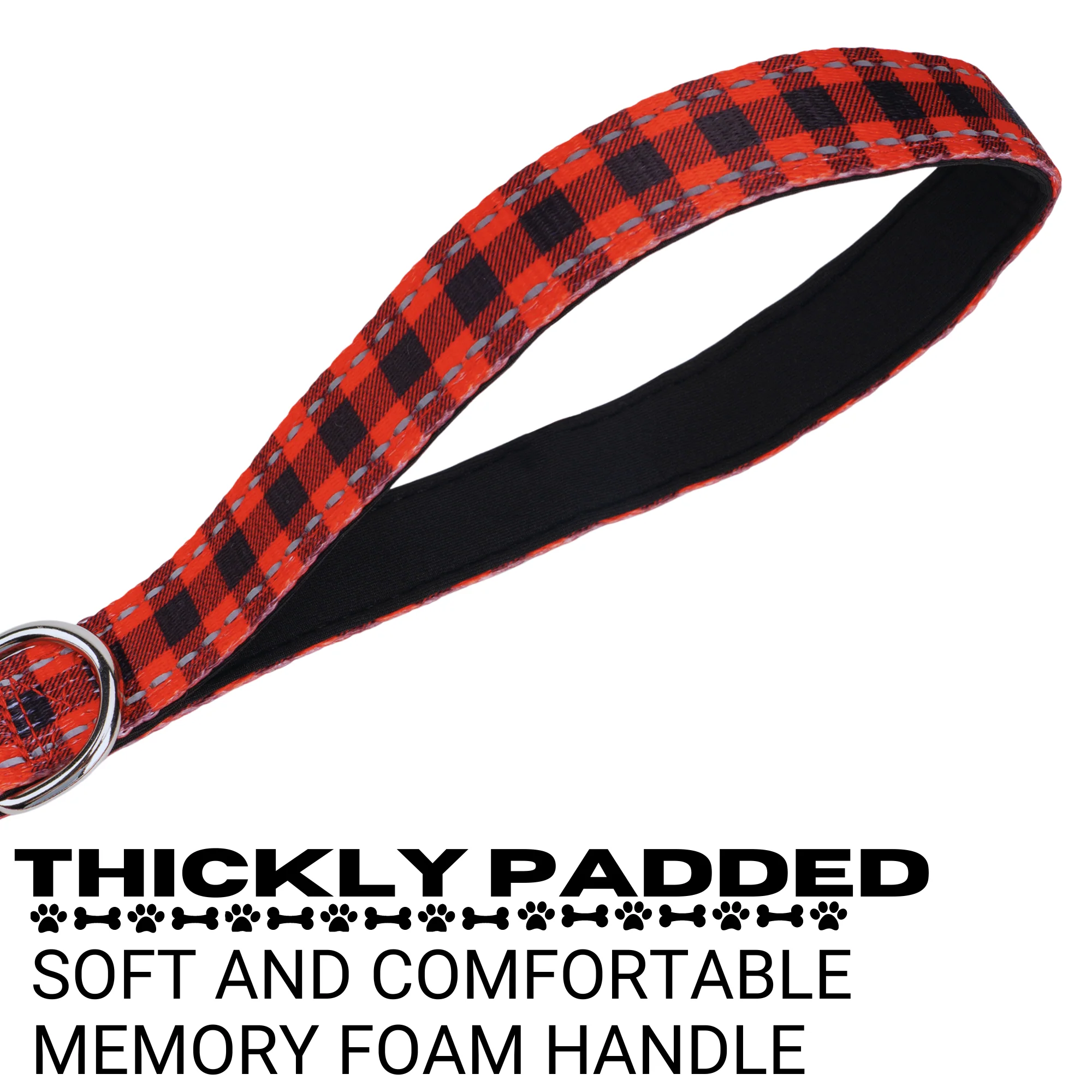 Red Plaid Dog Leash by EcoBark - Buffalo Check Padded Comfort Grip Leash for Dogs - 4ft, 5ft, and 6ft Leash for Small and Medium Dogs - Image 6
