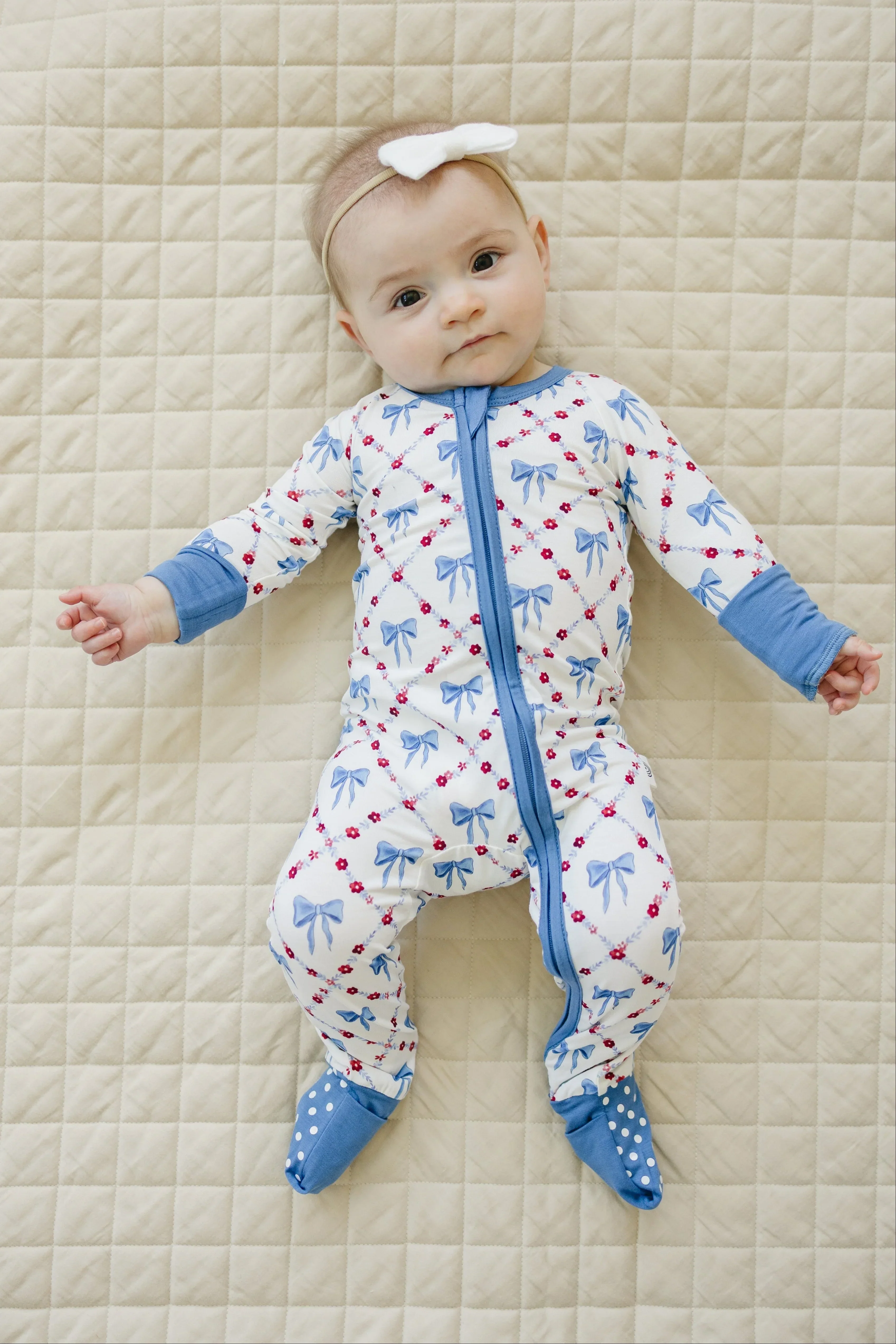 Red White & Bows Bamboo Zippy Pajamas - Image 11