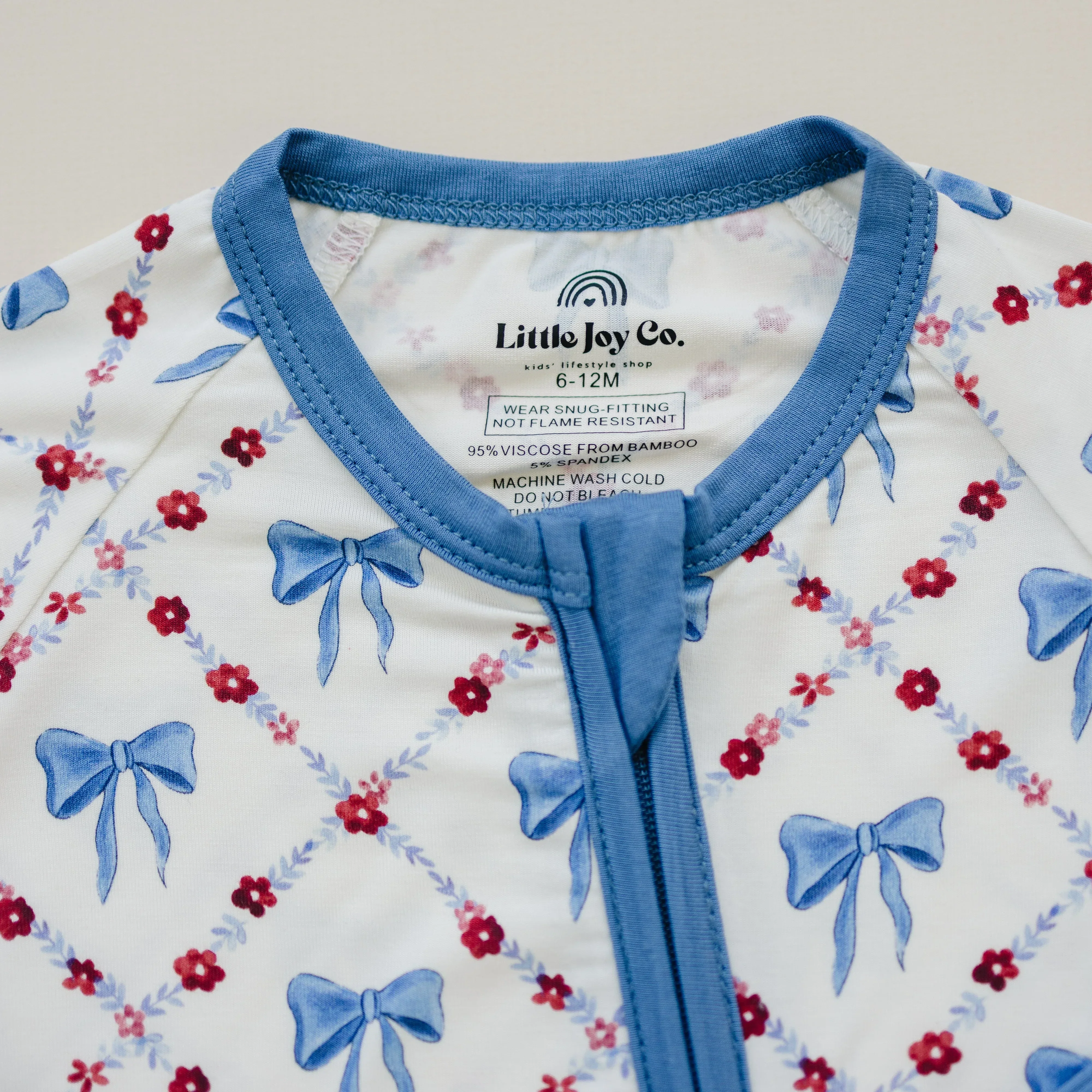 Red White & Bows Bamboo Zippy Pajamas - Image 2