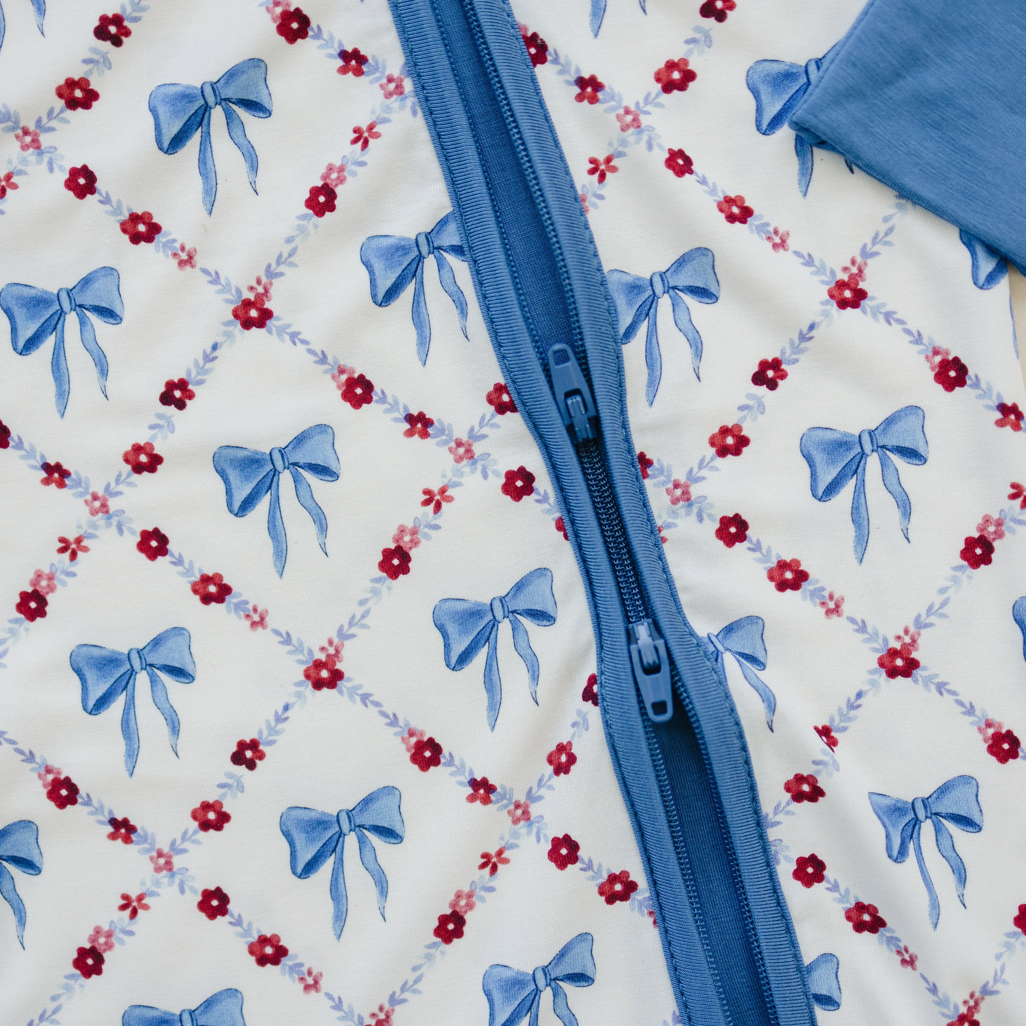 Red White & Bows Bamboo Zippy Pajamas - Image 3
