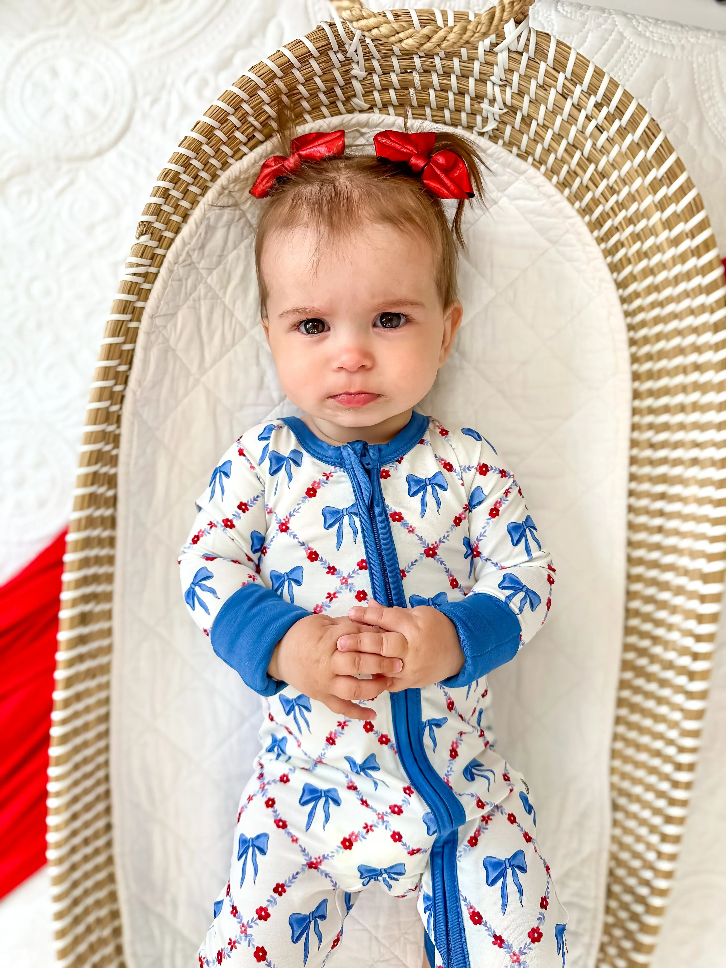 Red White & Bows Bamboo Zippy Pajamas - Image 5