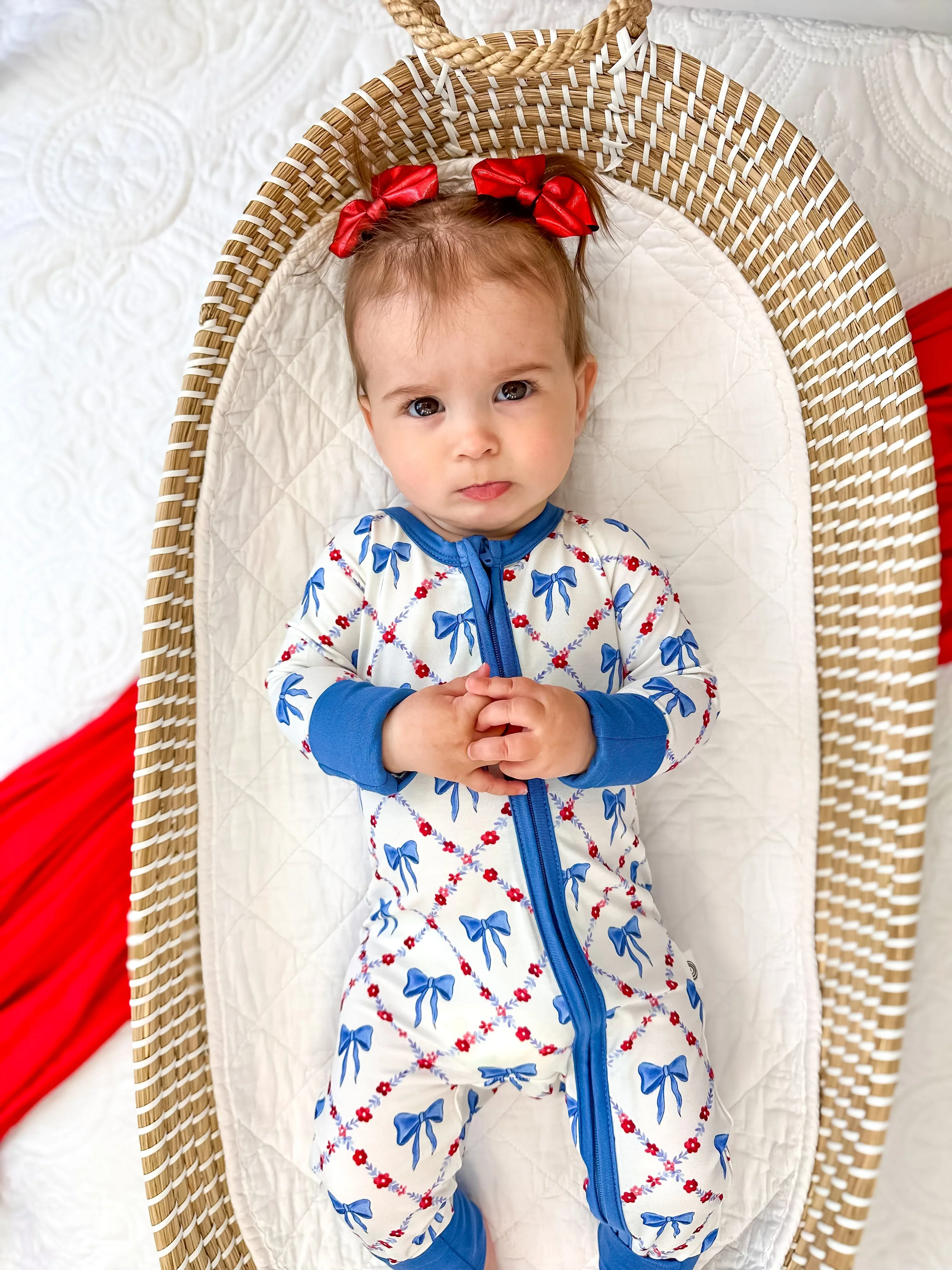 Red White & Bows Bamboo Zippy Pajamas - Image 6