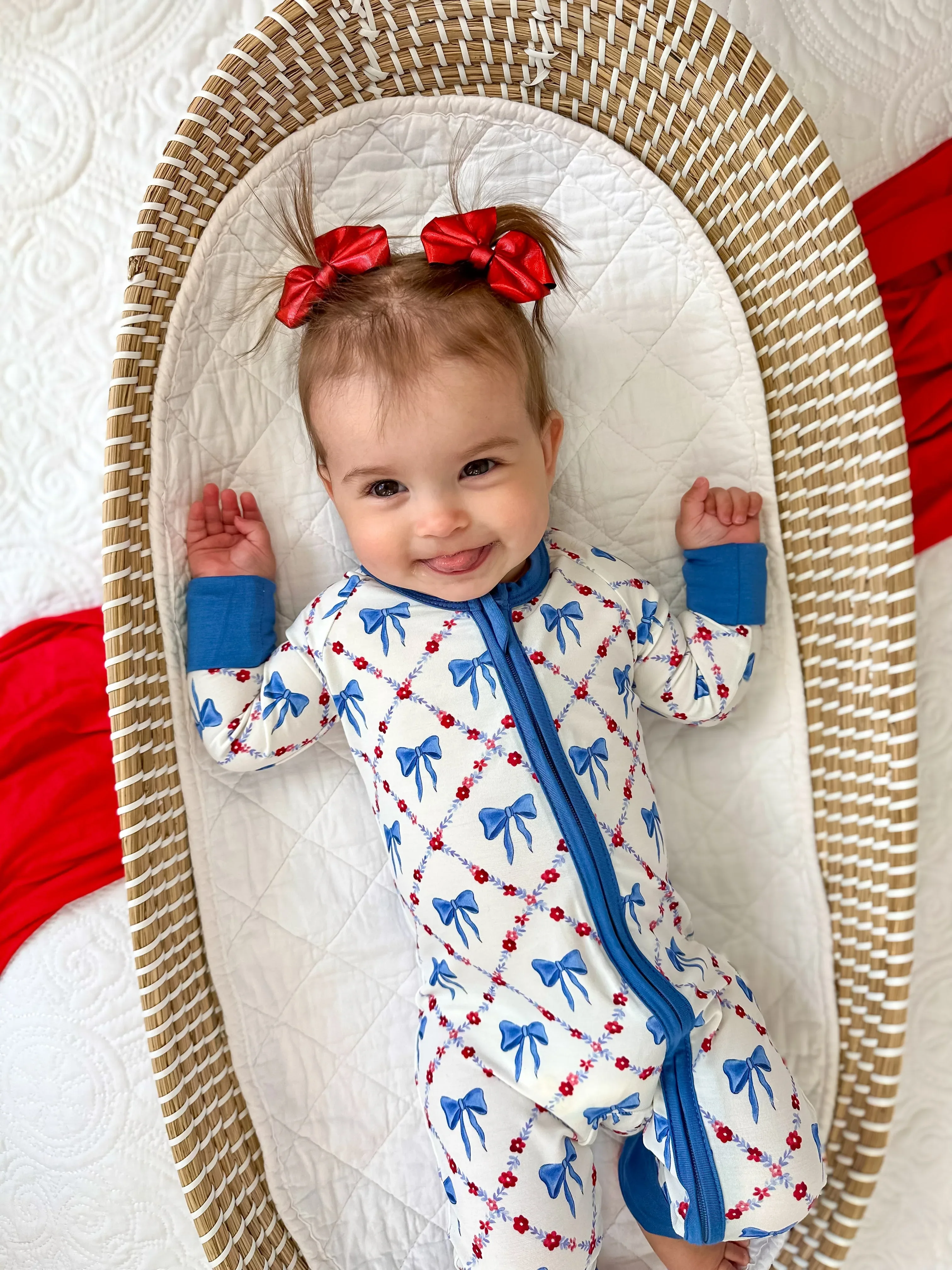 Red White & Bows Bamboo Zippy Pajamas - Image 7