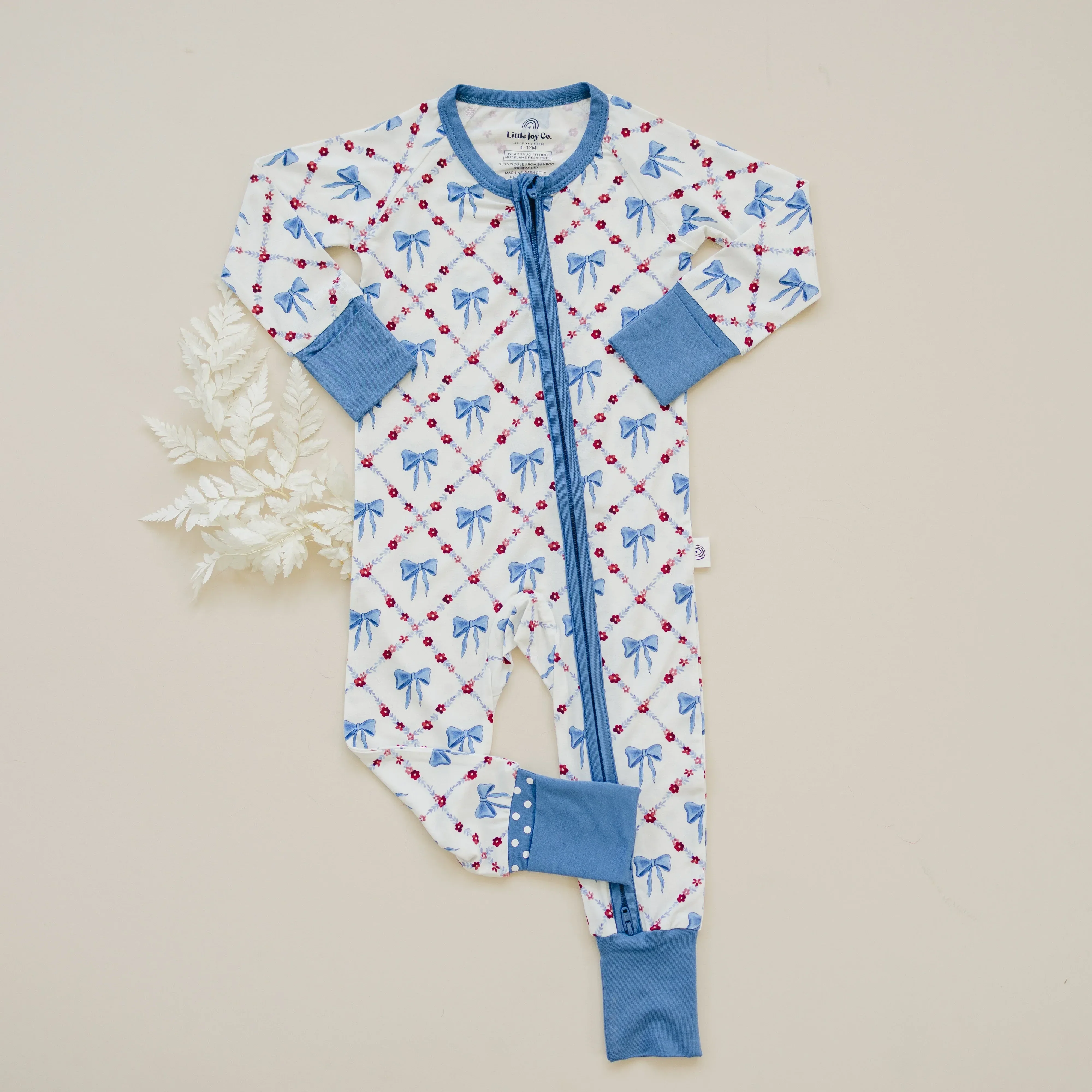 Red White & Bows Bamboo Zippy Pajamas - Image 9