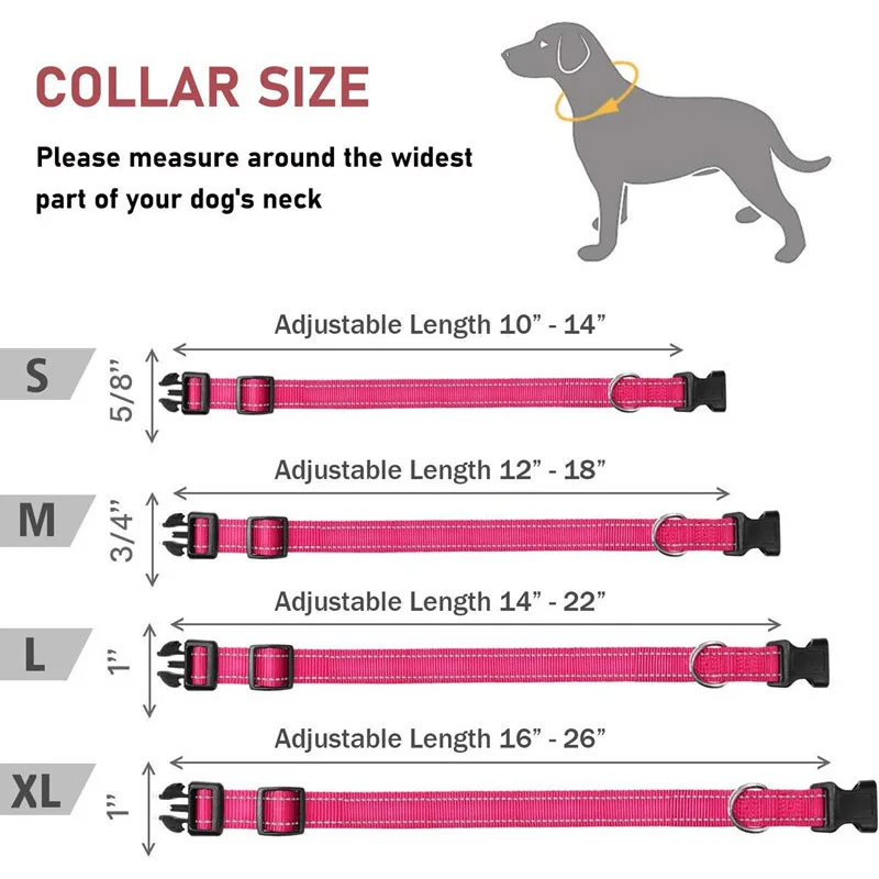 Reflective Adjustable Nylon Dog Collar Strap – Safety Traction Rope - Image 2