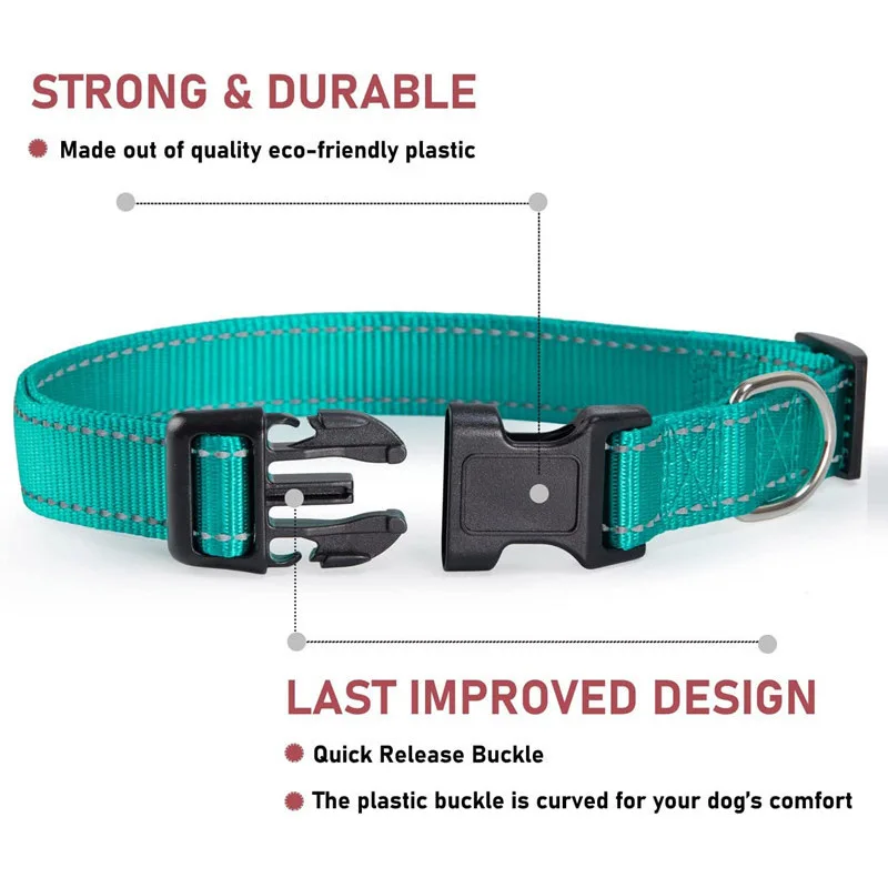 Reflective Adjustable Nylon Dog Collar Strap – Safety Traction Rope - Image 4