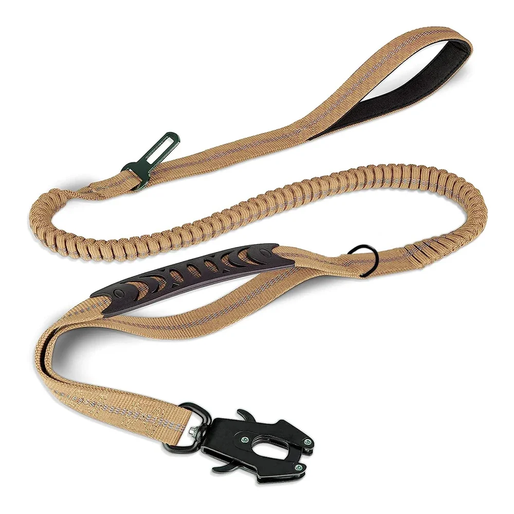 Reflective Shock Absorbing Bungee Dog Leash with Seatbelt Clip - Image 10