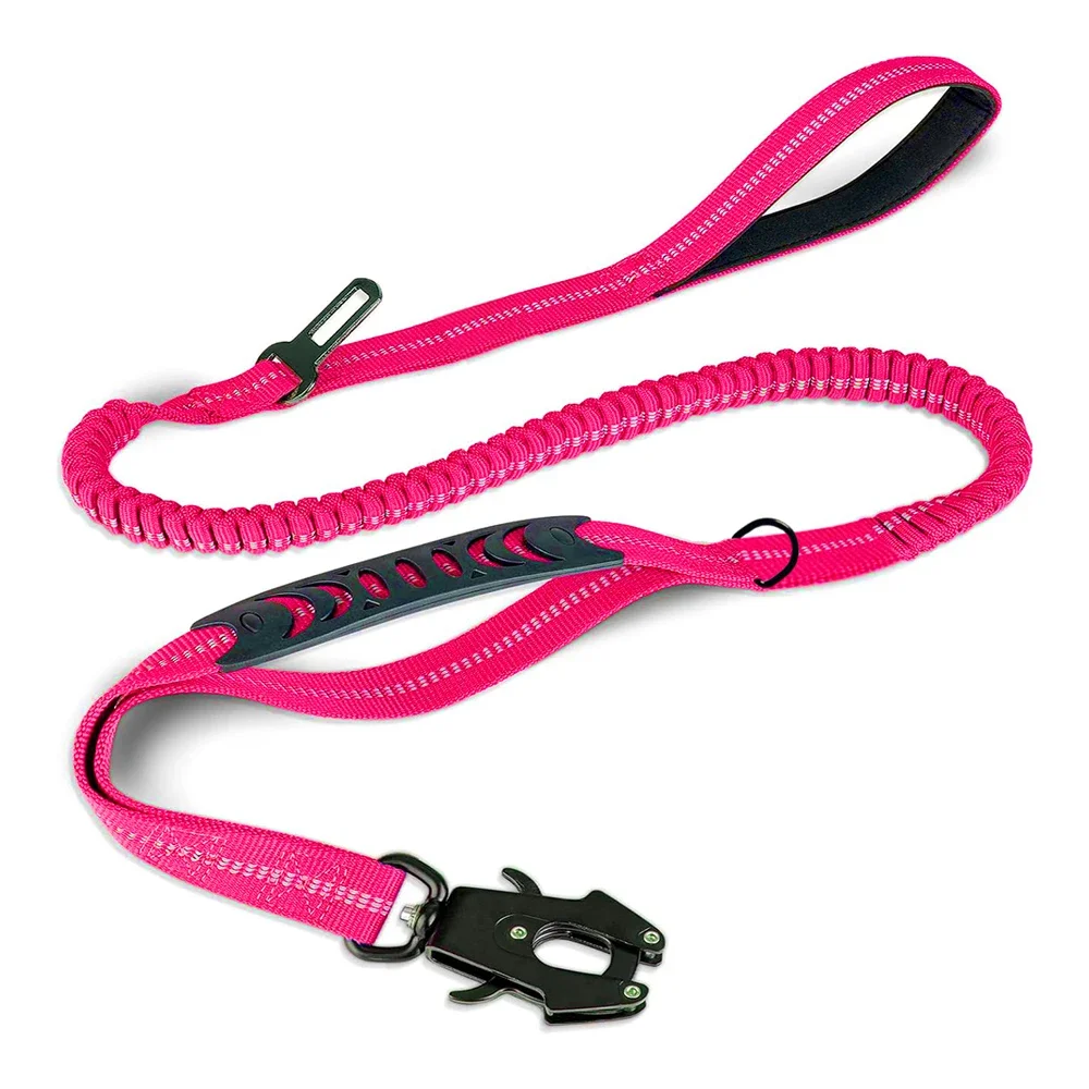 Reflective Shock Absorbing Bungee Dog Leash with Seatbelt Clip - Image 11