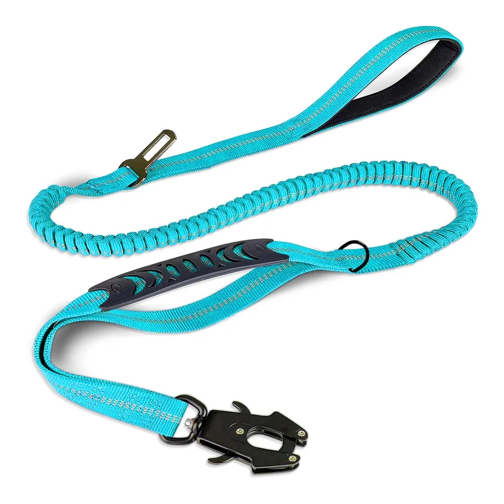 Reflective Shock Absorbing Bungee Dog Leash with Seatbelt Clip - Image 12