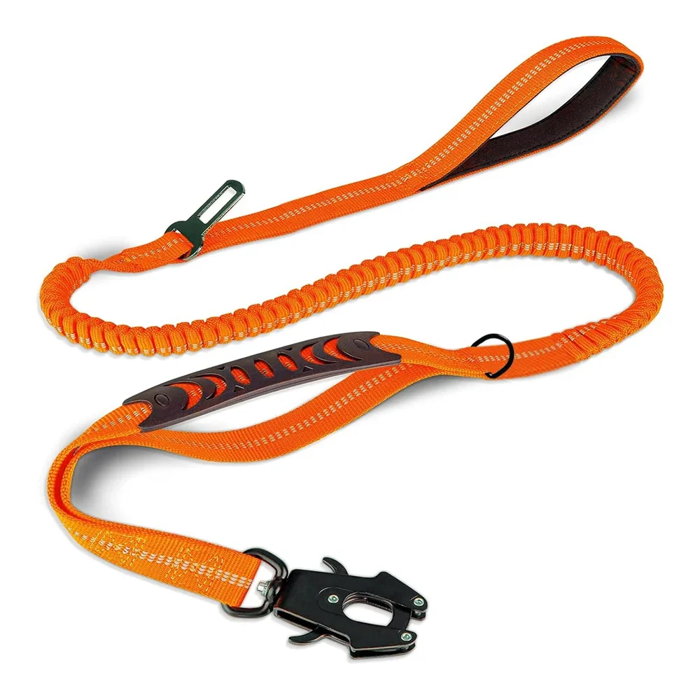 Reflective Shock Absorbing Bungee Dog Leash with Seatbelt Clip - Image 14