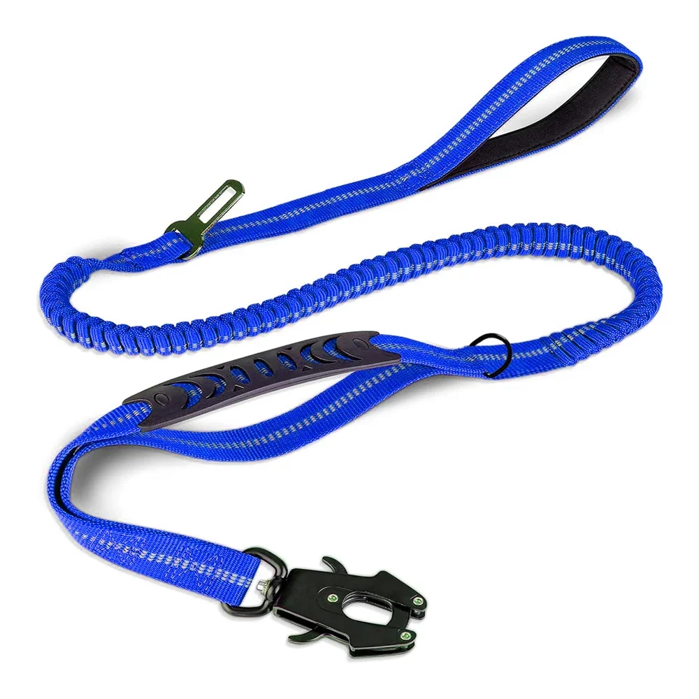 Reflective Shock Absorbing Bungee Dog Leash with Seatbelt Clip - Image 15