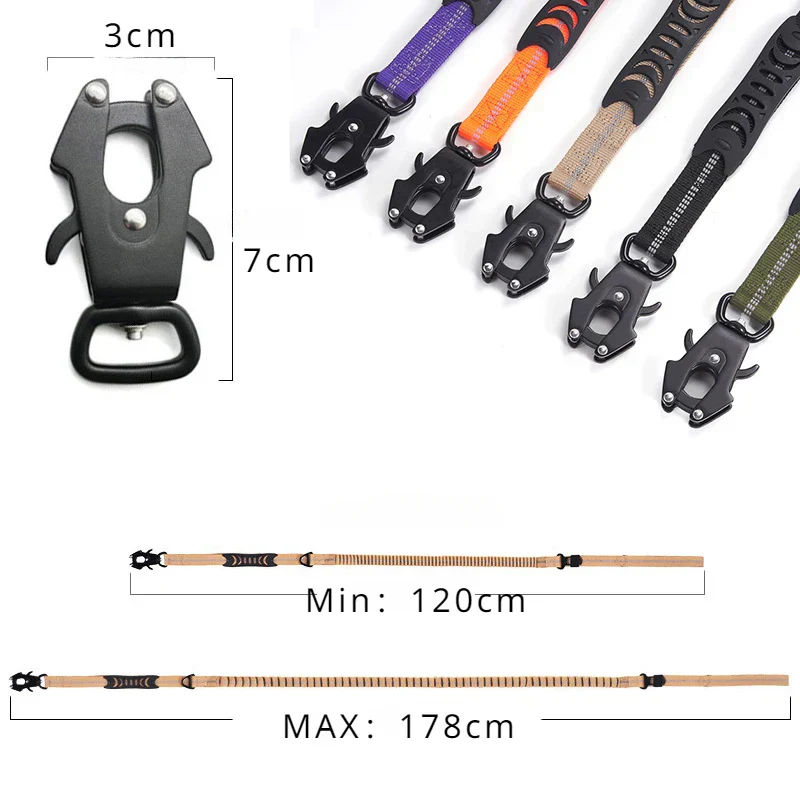 Reflective Shock Absorbing Bungee Dog Leash with Seatbelt Clip - Image 6