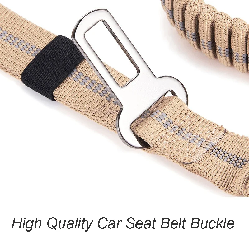 Reflective Shock Absorbing Bungee Dog Leash with Seatbelt Clip - Image 7