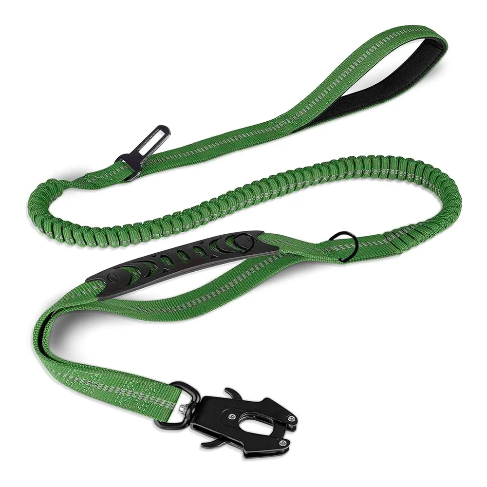 Reflective Shock Absorbing Bungee Dog Leash with Seatbelt Clip - Image 8