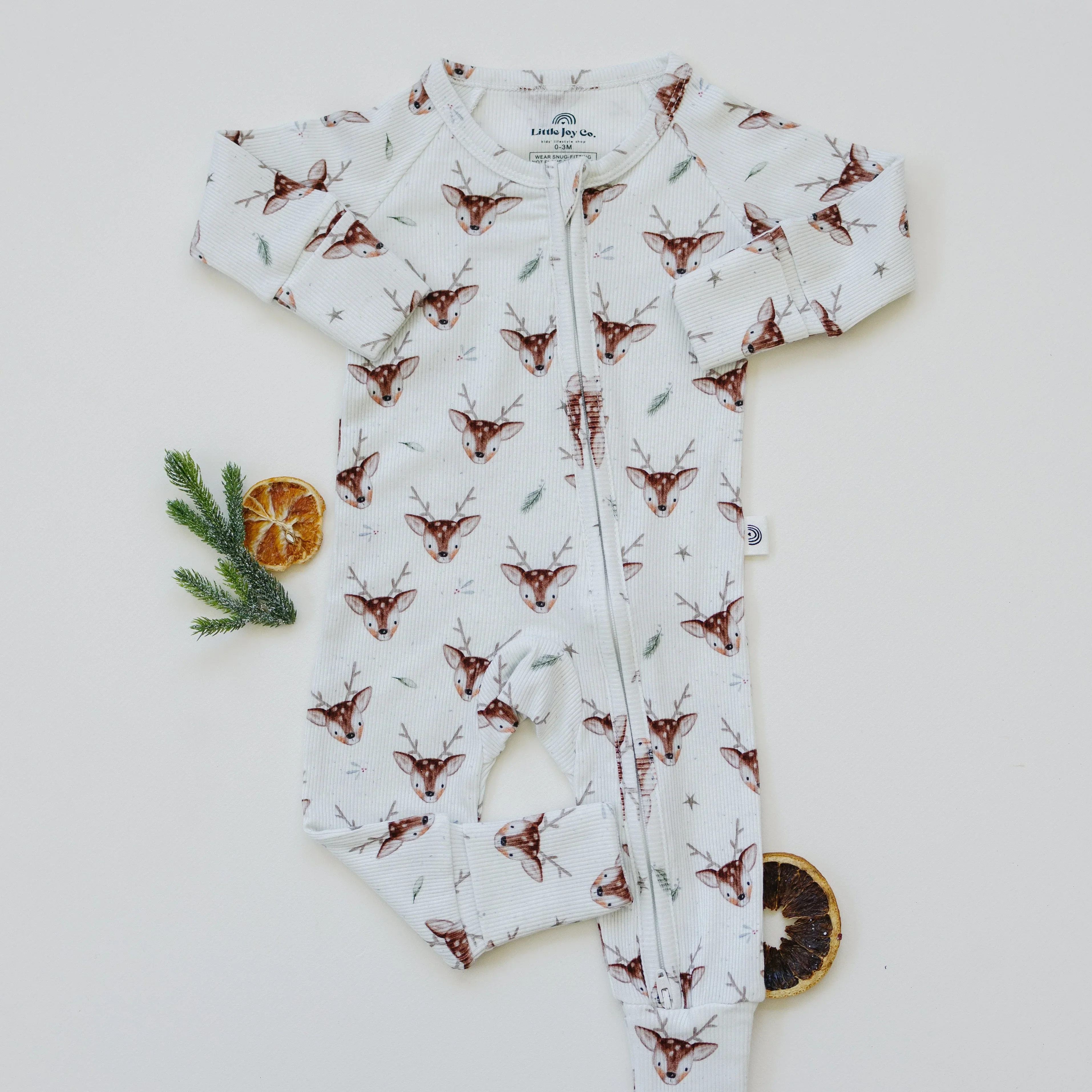 Reindeer Games Ribbed Bamboo Zippy Pajamas *NB to 3/6m left - Image 3