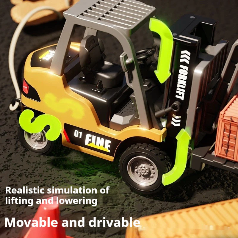 Remote Control Mini Forklift Desktop Alloy Engineering Remote Car Model - Image 3
