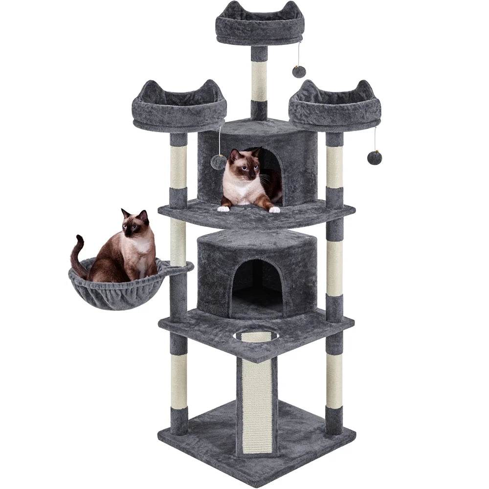 Renwick 69in Large Cat Tree Tower with Condos &amp; Scratching Board - Dark Gray - Image 2