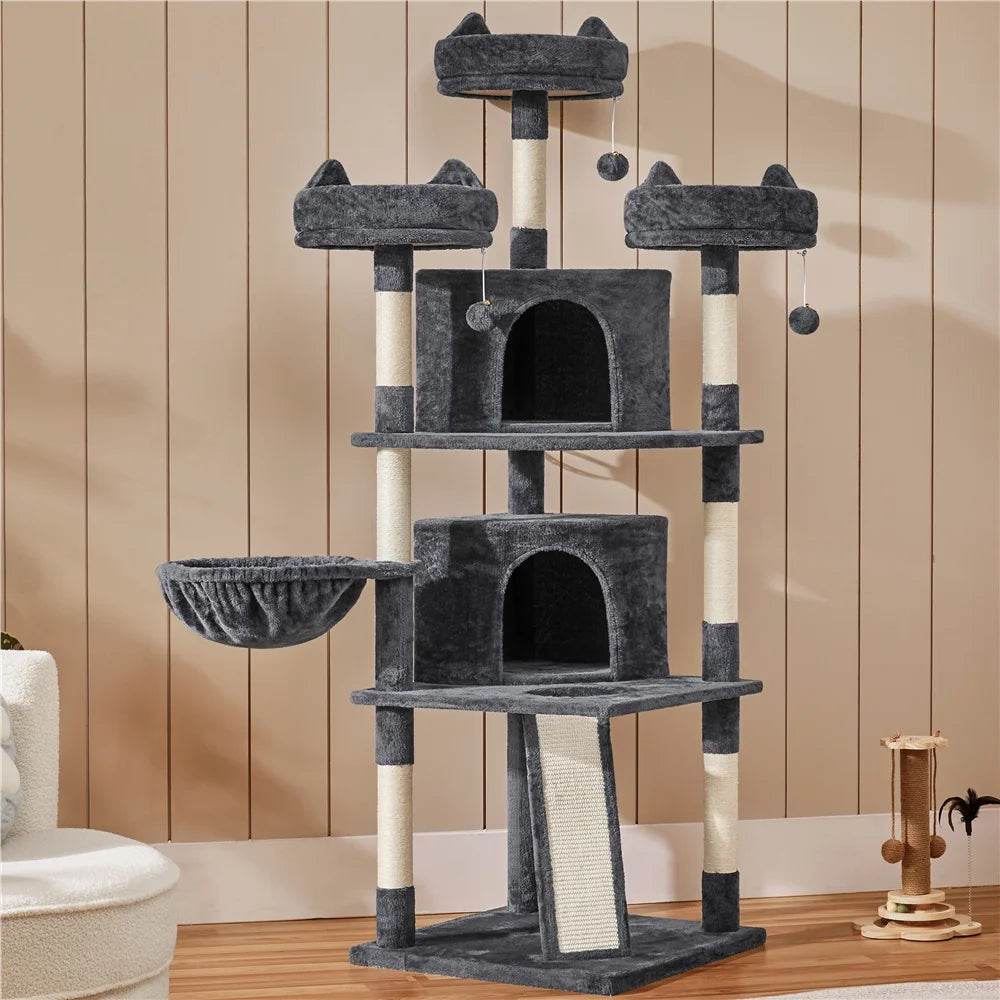 Renwick 69in Large Cat Tree Tower with Condos &amp; Scratching Board - Dark Gray - Image 3