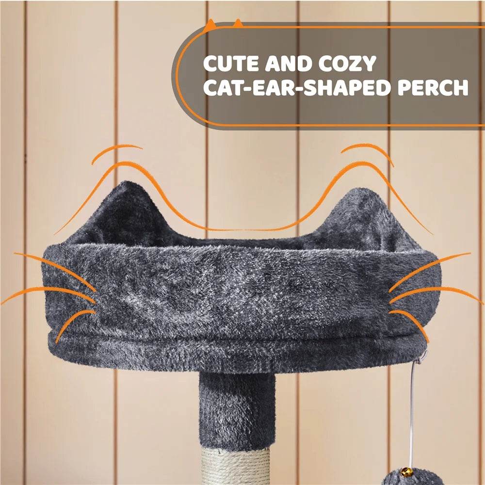Renwick 69in Large Cat Tree Tower with Condos &amp; Scratching Board - Dark Gray - Image 4