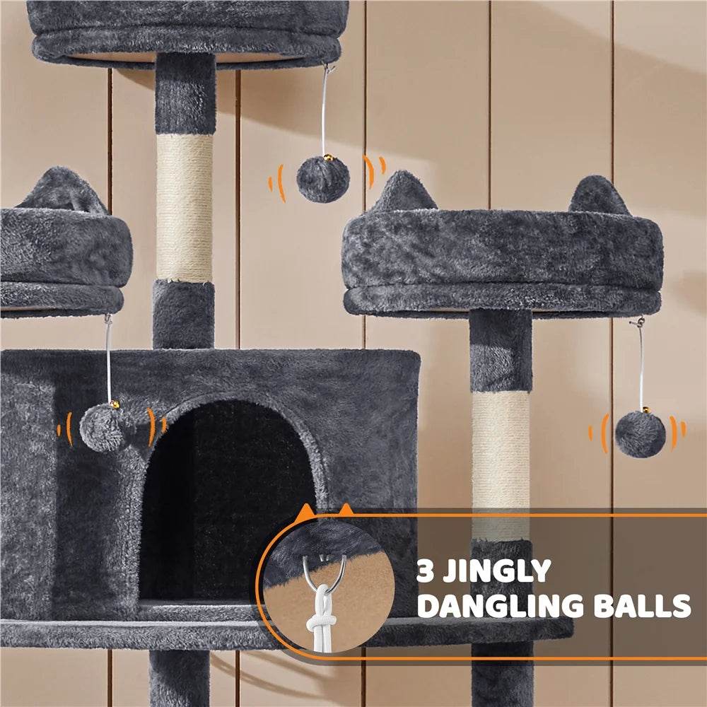 Renwick 69in Large Cat Tree Tower with Condos &amp; Scratching Board - Dark Gray - Image 5