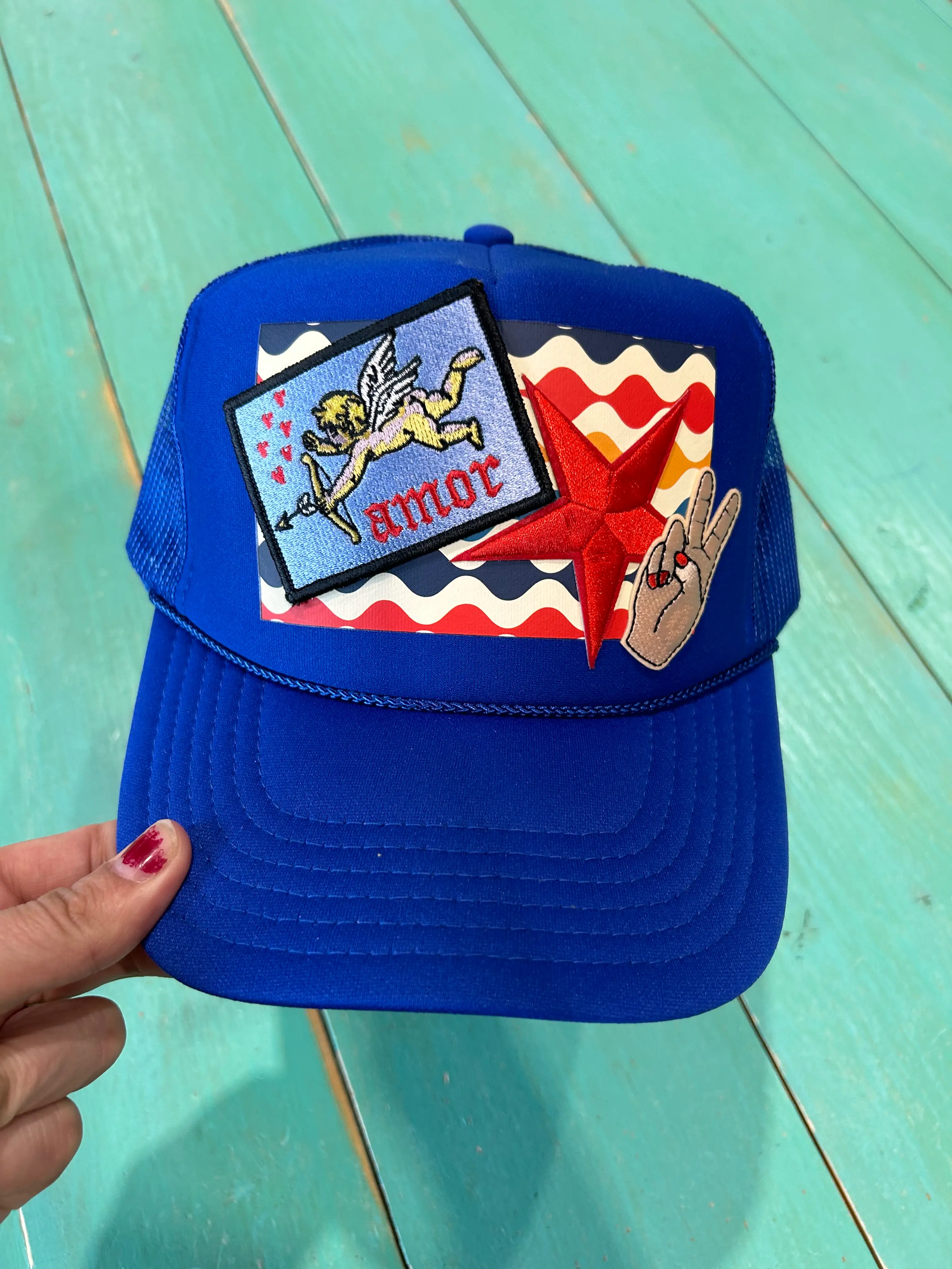 Retro Amor Red, White, & Blue Trucker - Image 2