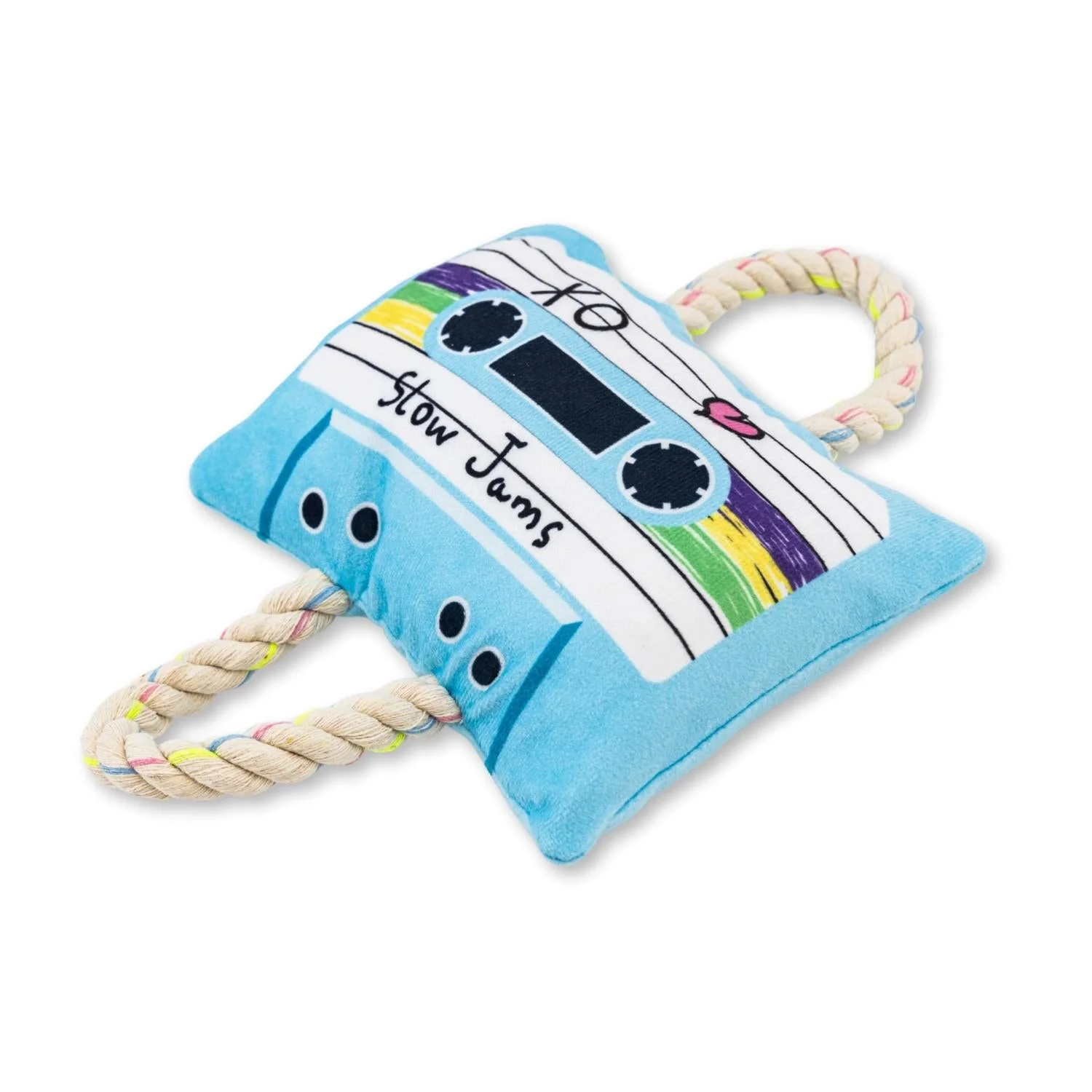 Retro Cassette Tape Plush Dog Toy – with Squeaker & Crinkle Paper for Fun Play - Image 2