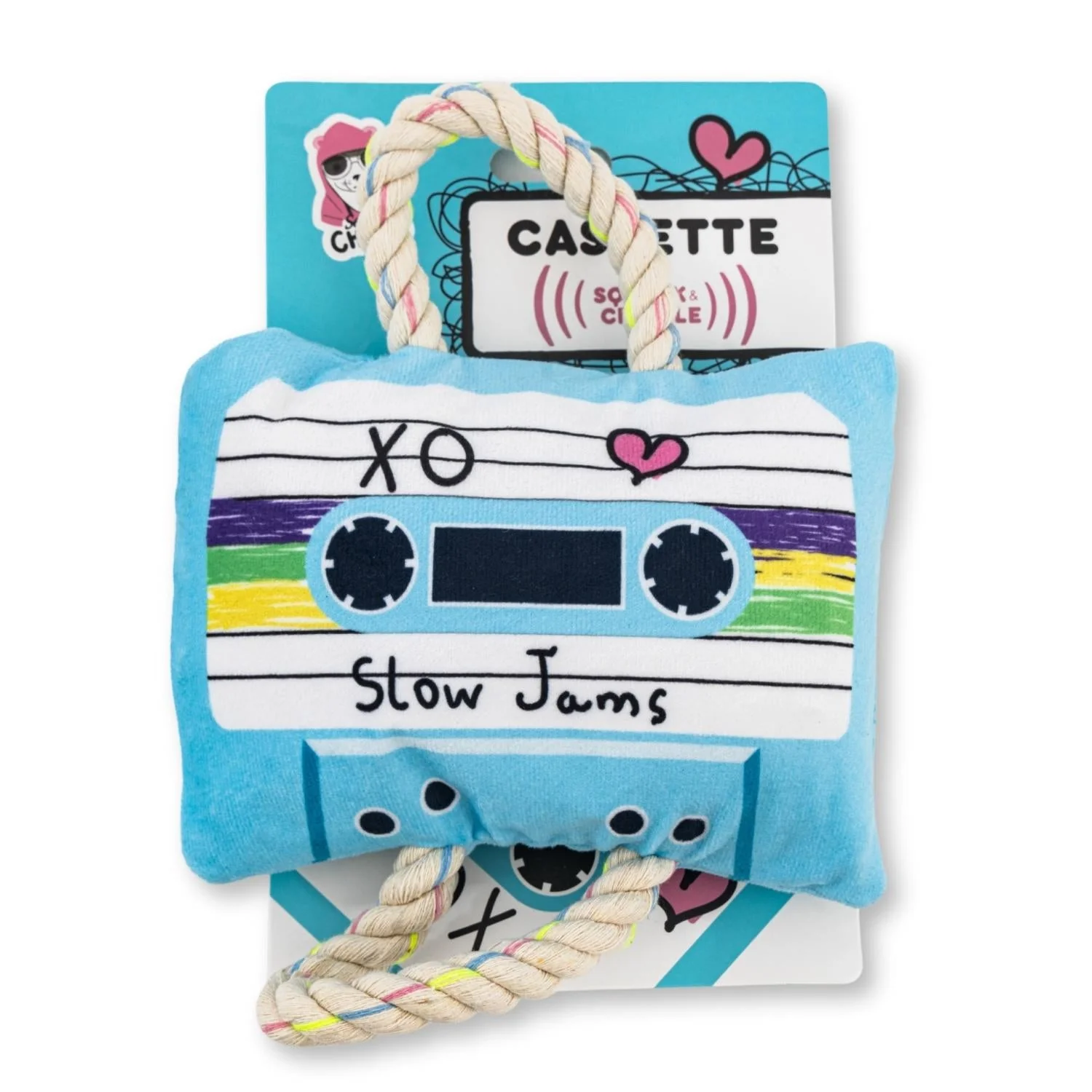 Retro Cassette Tape Plush Dog Toy – with Squeaker & Crinkle Paper for Fun Play - Image 3