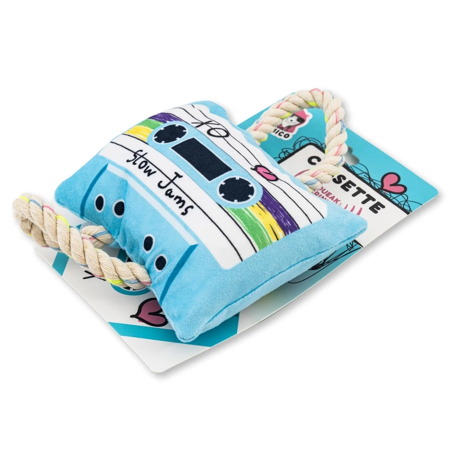 Retro Cassette Tape Plush Dog Toy – with Squeaker & Crinkle Paper for Fun Play - Image 4