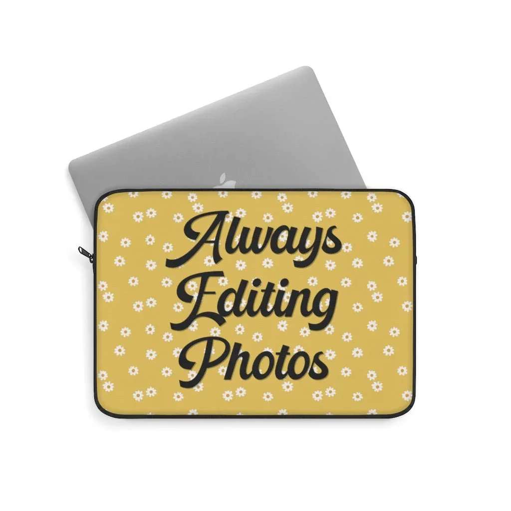 Retro Floral Laptop Sleeve: Always Editing Photos - Image 2