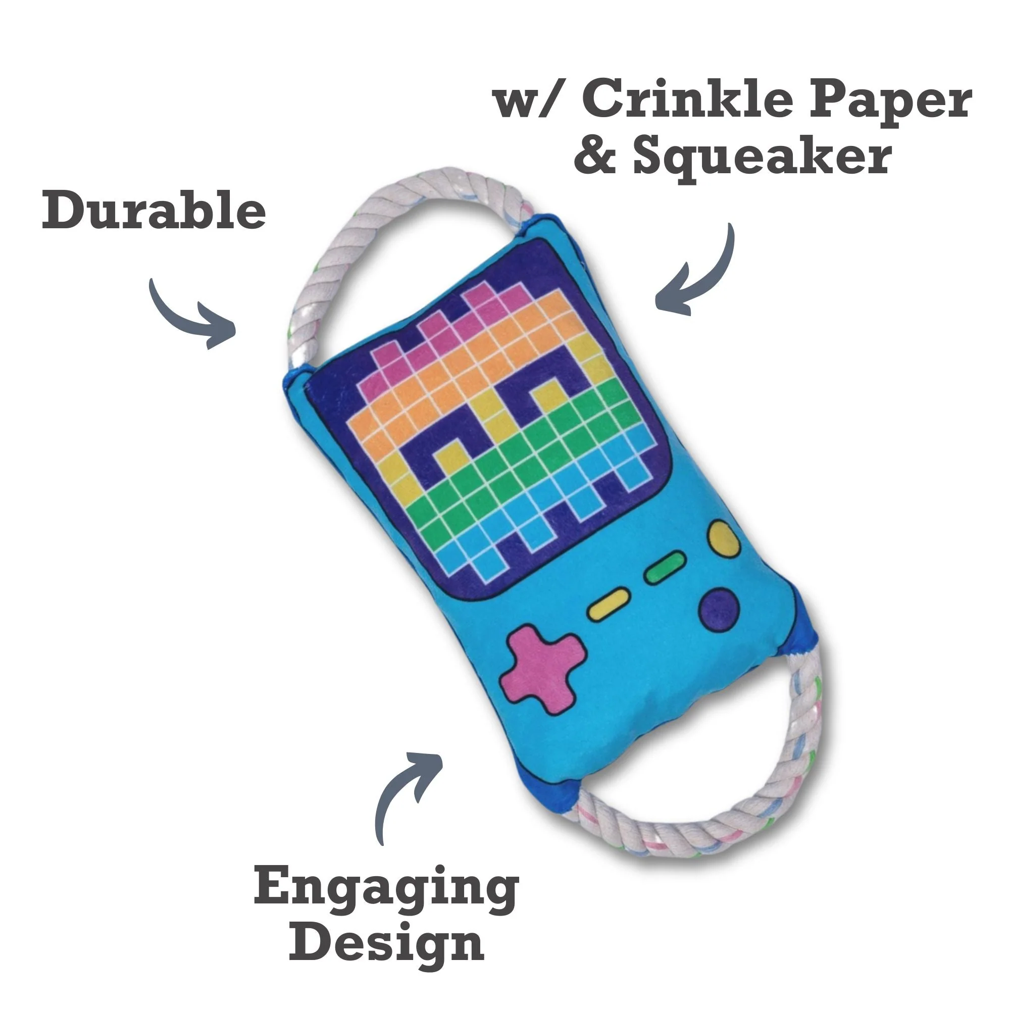 Retro Gamer Plush Dog Toy – with Squeaker & Crinkle Paper for Fun Play - Image 6