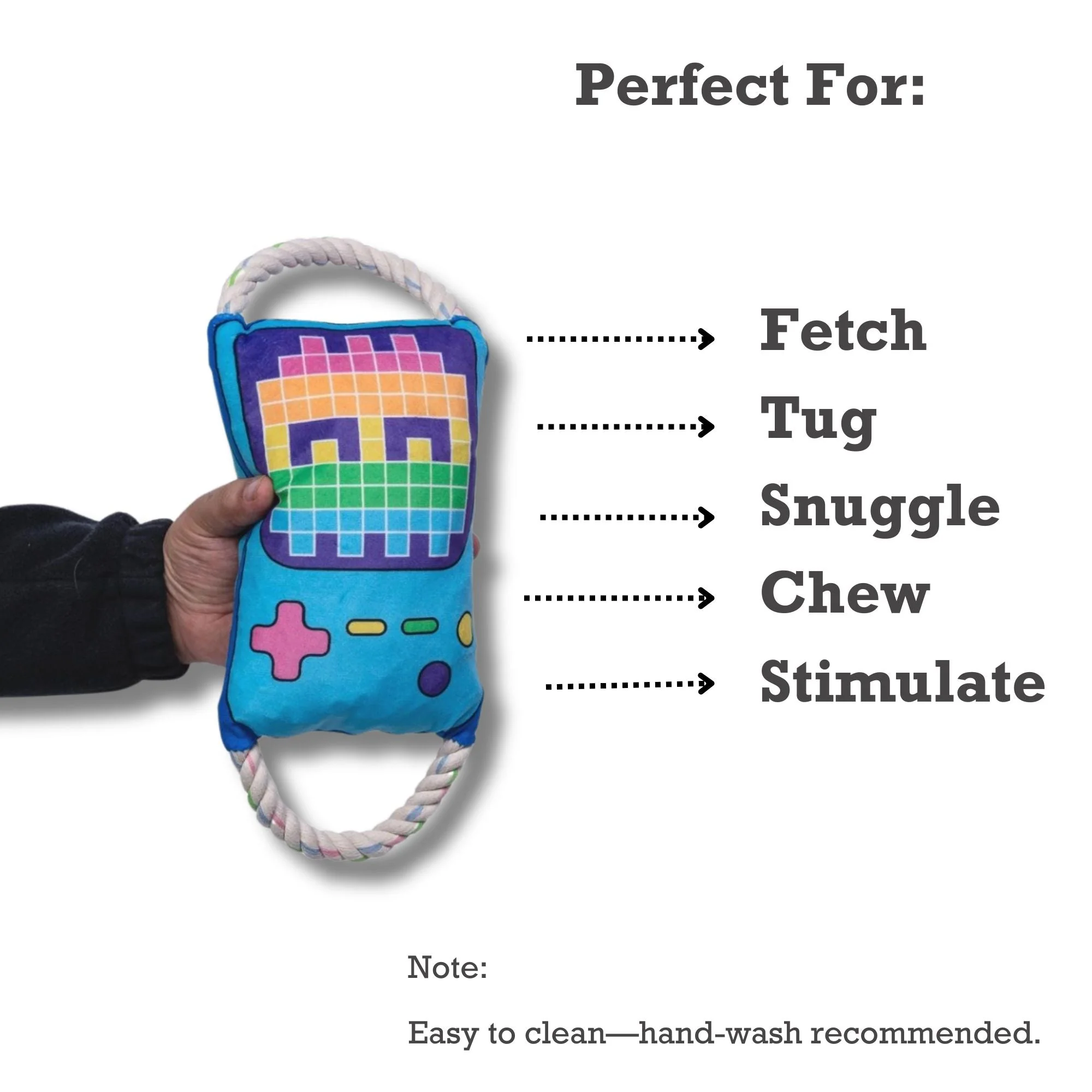 Retro Gamer Plush Dog Toy – with Squeaker & Crinkle Paper for Fun Play - Image 7