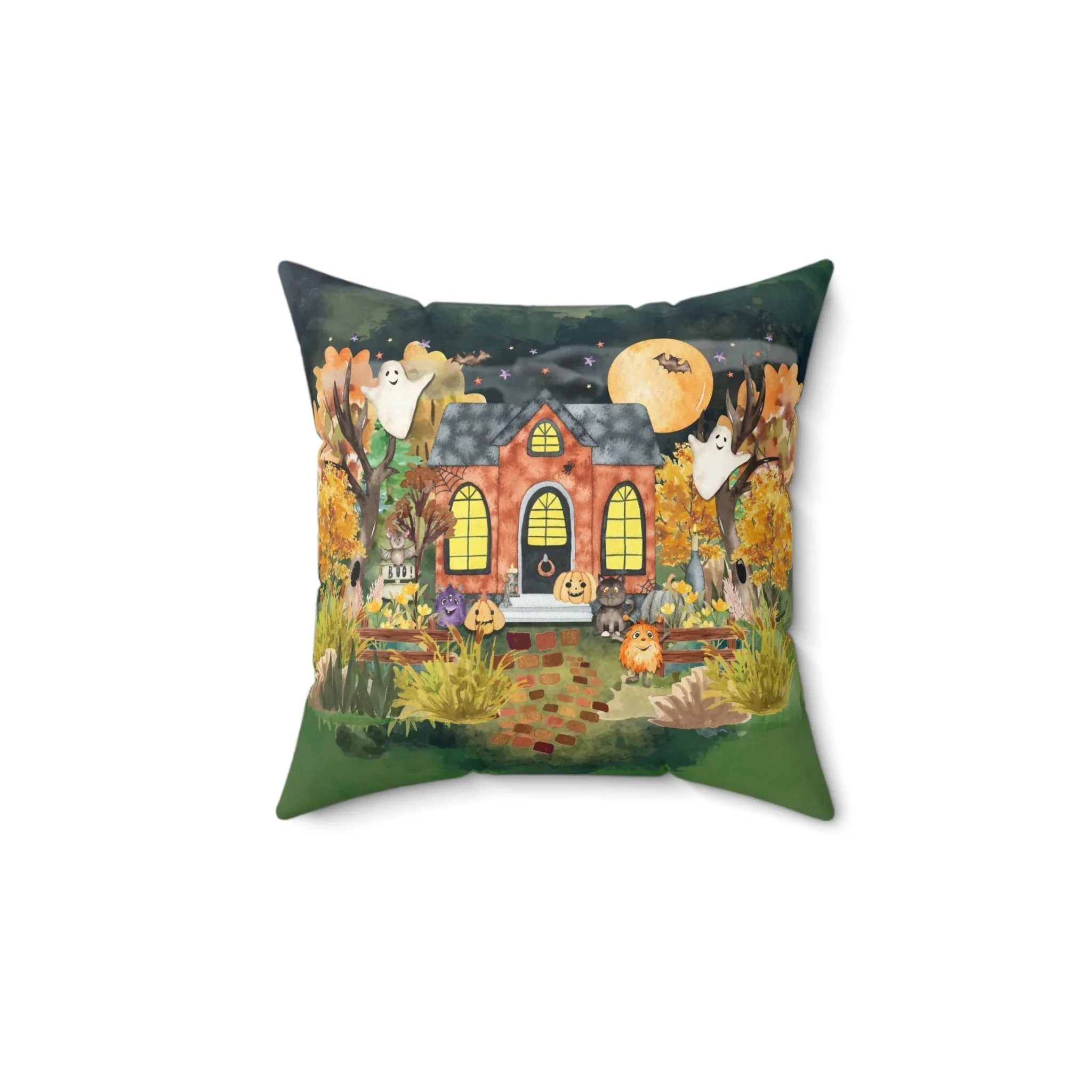 Retro Halloween Pillow with Cute Ghosts and Monsters | Halloween Gift for Mom - Image 2