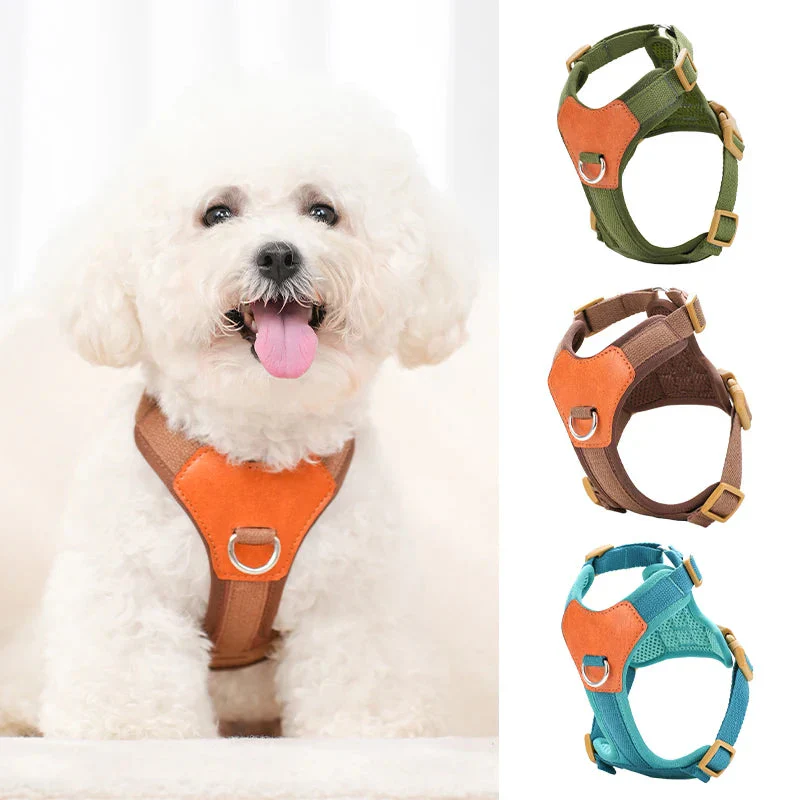 Retro Pet Harness - Adjustable PU Leather & Mesh - Image 8