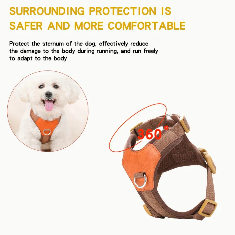Retro Pet Harness - Adjustable PU Leather & Mesh - Image 9