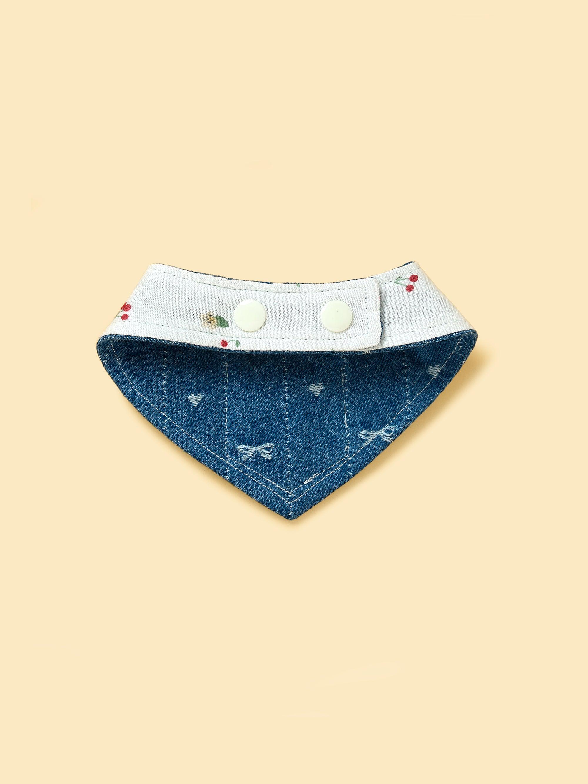 Reversible Denim Cherry Overalls Pet Bandana - Image 5