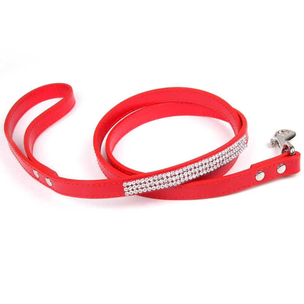 Rhinestone Leather Dog Leash – Elegant & Durable Walking Lead - Image 4