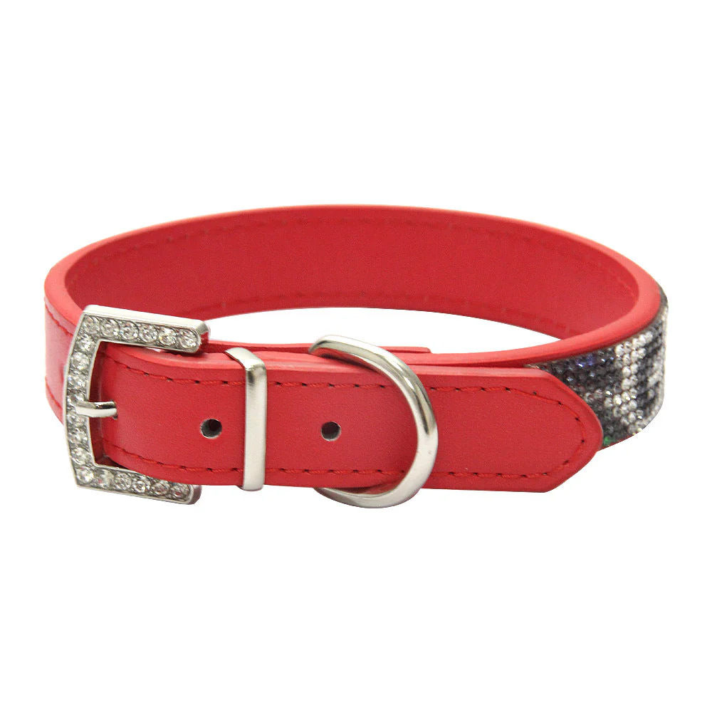 Rhinestone Leopard PU Dog Collar - Image 3