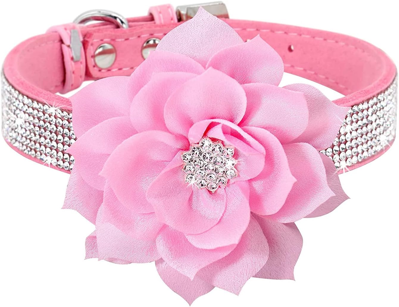 Rhinestone Sparkly Flower Dog Collar with Detachable Bloom - Image 4