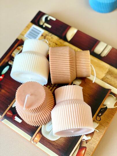 Ribbed Pedestal Candle for Minimalist Home Décor - Image 3