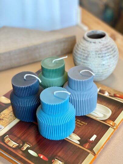 Ribbed Pedestal Candle for Minimalist Home Décor - Image 4