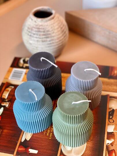 Ribbed Pedestal Candle for Minimalist Home Décor - Image 5