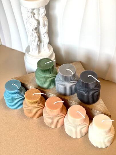 Ribbed Pedestal Candle for Minimalist Home Décor - Image 6