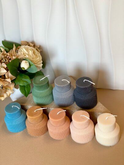 Ribbed Pedestal Candle for Minimalist Home Décor - Image 7